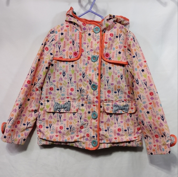 SOLD Matilda Jane Down Came The Rain Coat Girls 6 Pink Floral Hooded - Picture 3 of 10